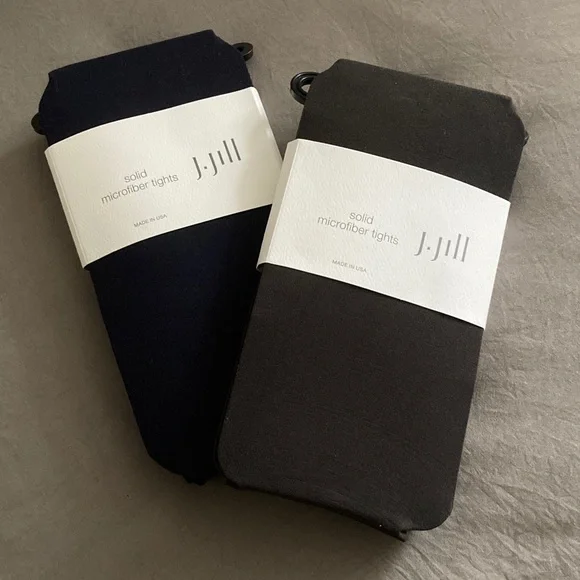 J. Jill Womens Solid Microfiber Tights (set of 2) - Dark Charcoal and Navy Blue - Picture 6 of 6